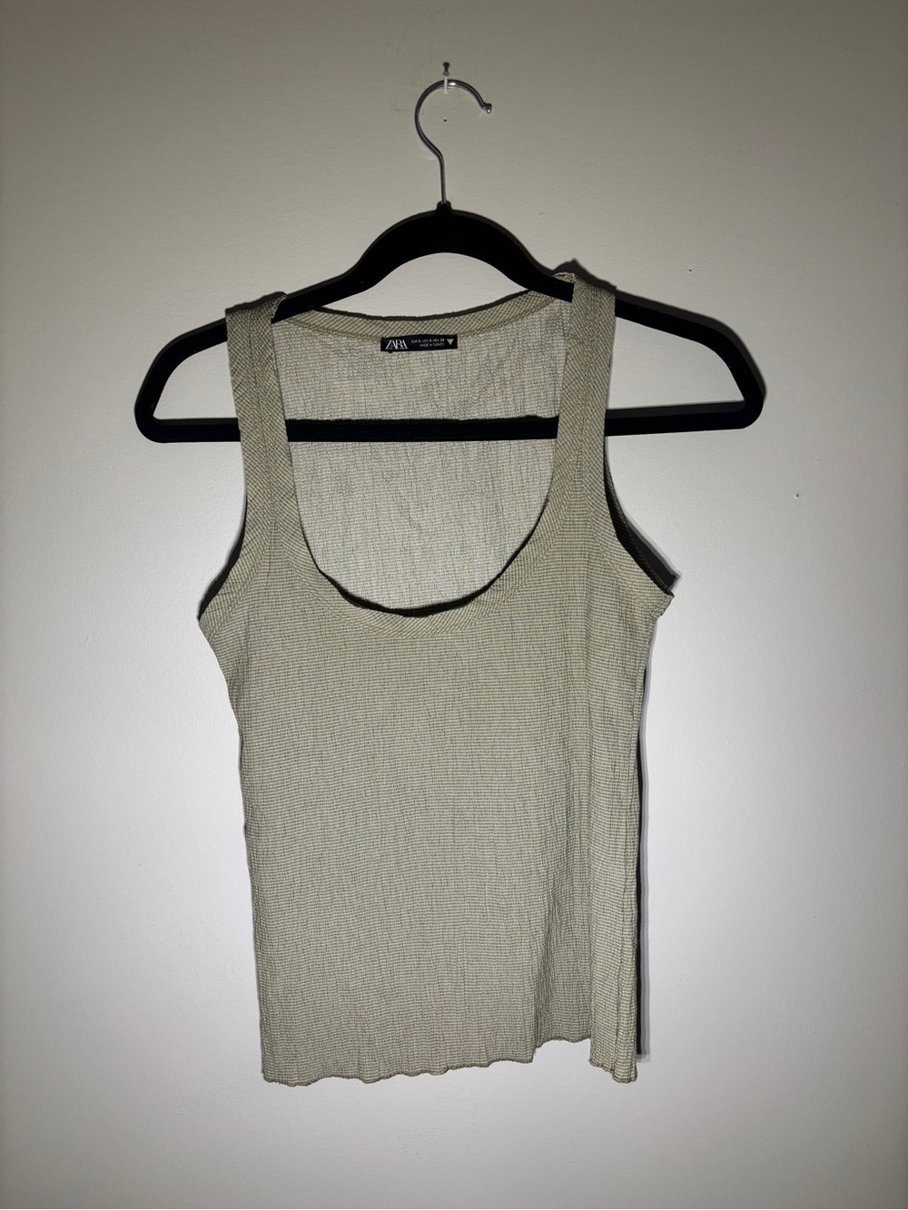 ZARA Olive Green Ribbed Scoop Neck Tank